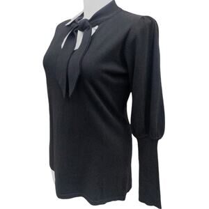 Refinity City Chic Balloon Sleeve Wool Blend V Neck Sweater Black Womens size 16